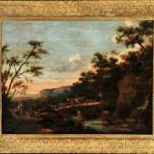 Piemont, Nicolas, 1659 Amsterdam - 1709 Vollenhoven Öl/Eichenholz, 57 x 74 cm, " Flucht nach Ägypten ",  Mindestpreis:	4.000 EUR