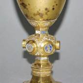 Spätgotischer Messkelch, Toskana, wohl Siena um 1400, mit Expertise Über sechspassigem Fuß aus vergoldetem Kupfer, Schätzpreis:	2.000 - 2.500 EUR