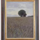 Ende, Hans am (Trier 1864 - 1918 Stettin)  Gemälde, Öl auf Leinwand auf Platte, großer Baum in den Feldern bei Worpswede, Mindestpreis:	2.000 EUR