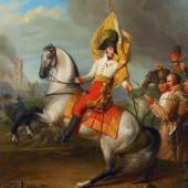 Johann Peter Krafft, Erzherzog Karl mit der Fahne des Regiments Zach in der Schlacht bei Aspern, 1809,1811 Privatbesitz, Foto: © Belvedere, Wien Öl auf Leinwand 56,6 x 48 cm
