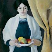 AUGUST MACKE Porträt mit Äpfeln (Elisabeth mit Äpfeln), 1909 Städtische Galerie im Lenbachhaus, München  Portrait with Apples (Elisabeth with Apples), 1909 Städtische Galerie im Lenbachhaus und Kunstbau, Munich