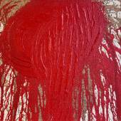 Hermann Nitsch „O. T.“ Schüttbild Acryl / Jute, 50 x 50 cm, 2018 Foto © Galerie Maringer