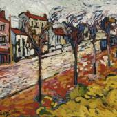  Maurice de Vlaminck Vorstädtische Landschaft, 1905 Öl auf Leinwand, 60,3 × 73 cm Museum of Fine Arts, Boston, Geschenk und Vermächtnis von David und Peggy Rockefeller © VG Bild-Kunst, Bonn 2024