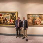 Meeting of Masterpieces at TEFAF 2013 Johnny van Haeften and Jean-Luc Baroni viewing Odysseus and Nausicaa, painting and cartoon by Jacob Jordaens (1593-1678) brought together for the first time in centuries.