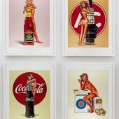 Mel Ramos, Tomato Catsup; Tobacco Red; Lola Cola; and A.C. Annie, 1971-72 (est. £5,000-7,000)