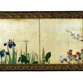 SuzukiKiitsu (1796-1858) Pflanzen in den vier Jahreszeiten, Japan, Edo-Zeit, um 1855 Malerei in Tusche, Farben und Gold auf Papier © Museum für Kunst und Gewerbe Hamburg