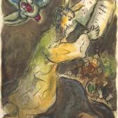 Marc Chagall: Moses verkündet die Gesetze (Folge „Exodus“, Blatt 20), 1966 © VG Bild-Kunst, Bonn 2024