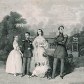 Nach Theodor Hosemann: Prinz Carl von Preußen mit seiner Familie vor dem Schloss Glienicke, um 1842  © SPSG / Daniel Lindner 