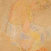 Oskar Kokoschka, Study of a Woman, 1907,  Watercolour and pencil on paper, 449 x 313 mm