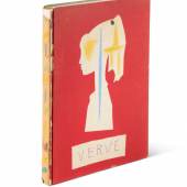 Pablo Picasso (1881-1973), Verve, Paris: Editions de la revue Verve [Tériade], 1954. A first edition double issue reproducing a series of 180 drawings executed by Picasso in Vallauris in late 1953 and early 1954. Its covers depict Lydia Corbett (née Sylvette David) in silhouette profile. Folio (353 x 266 mm). Estimate: £5,000-8,000. Offered in Picasso Ceramics until 1 July 2024 at Christie’s Online. © Succession Picasso / DACS, London 2024