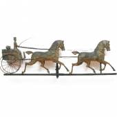 ot 497 Add to favorite Rare Full-Bodied Copper and Zinc Tandem Hackney Horse and Hansom Cab Driver Weathervane, Attributed to J.L. Mott Iron Works Estimate: $8,000 - $12,000 