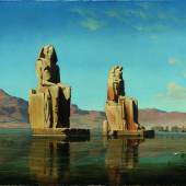 Hubert Sattler  »Die 60 Fuß hohen Colosse des Memnon zur Zeit der  Ueberschwemmung in Ober-Egypten«, 1846  Öl auf Leinwand, 104,5 x 132,5 cm  Salzburg, Salzburg Museum  © Salzburg Museum, Salzburg