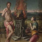 Agnolo Bronzino (1503–1572) (und Jacopo Pontormo? (1494 – 1557)) Pygmalion und Galatea, um 1530 Öl auf Holz, 81,2 x 60 cm Galleria degli Uffizi, Florenz
