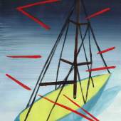 Tina Gillen Anatomy of a sailboat, 2024 acrylic on paper 11.42 x 8.27 in ( 29,7 x 21 cm ) Frame: 40 x 31 cm  © Audrey Jonchères