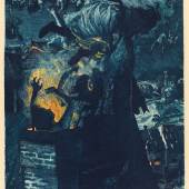 Albert Welti, Walpurgisnacht, 1897Radierung, Kaltnadel und Pinsel in Gelb auf Papier, Platte: 59,2 x 45 cmKunsthaus Zürich, Grafische Sammlung