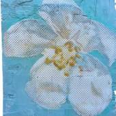 Patrizia Casagranda,White Wild Appleblossom Mixed Media auf recyceltem Material 110 x 85 cm