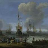 Abraham Willaerts (um 1603 - 1669) Holländische Schiffe in einer Flussmündung, 1632 Öl auf Holz, 44,2 x 96,5 cm © Hamburger Kunsthalle / bpk
Photo: Elke Walford 