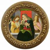 Sandro Botticelli und Werkstatt  Madonna mit dem Kind, Johannes dem Täufer und einem Engel | Ø 87,5cm  Tempera / Öl auf Pappel  Ergebnis: 448.000 Euro