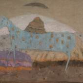 Zoran Mušič (1909–2005), Cavallo azzurro, 1950, Öl auf Leinwand, 59,5x80cm, Rückseite signiert datiert betitelt, Foto Galerie Magnet