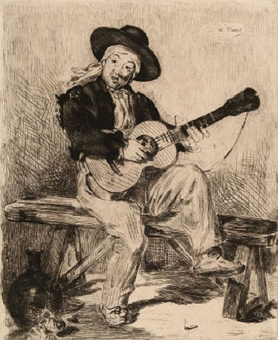 Edouard Manet (1832 - 1883) Der spanische Sänger, 1861 Radierung, 297 x 244 mm 