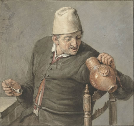 Roker, kijkend in een kruik  Cornelis Dusart