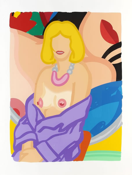 Tom Wesselmann (1931-2004) Claire sitting with robe half off (Vivienne). 1993 Farbserigrafie. 154,3 x 121,4 cm.